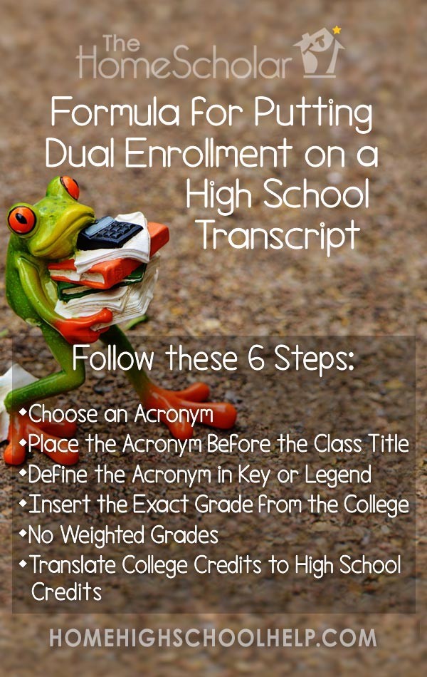 Formula for Putting Dual Enrollment on a High School Transcript