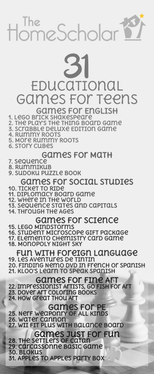 31 educational games for high school students