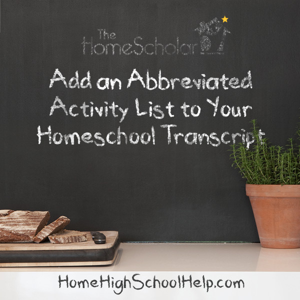 add an abbreviated activity list to your homeschool transcript title