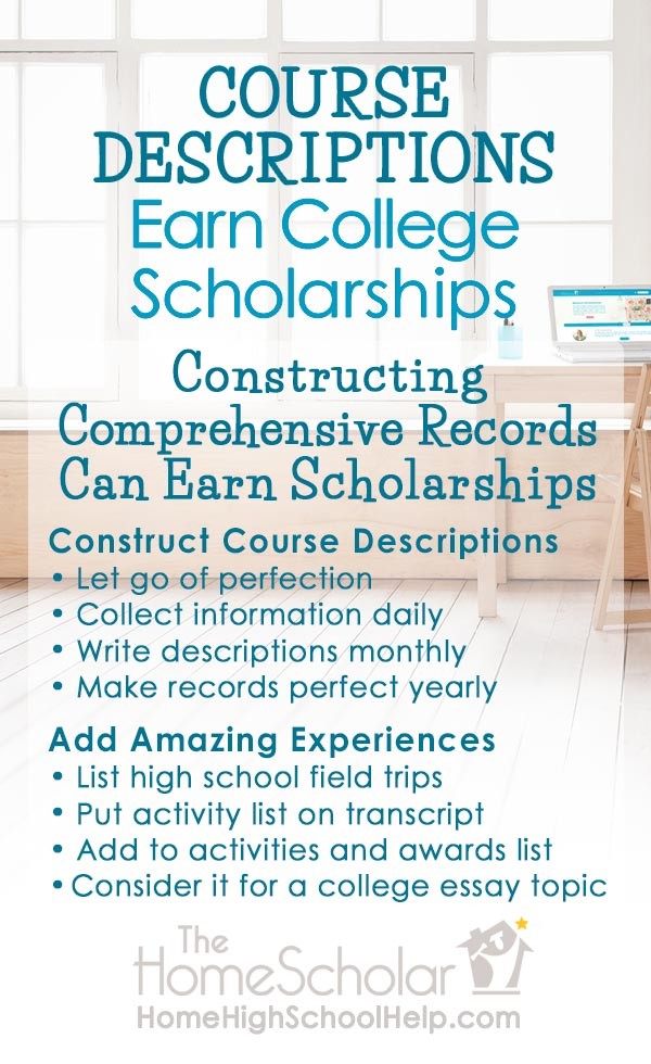 course descriptions earn college scholarships pin